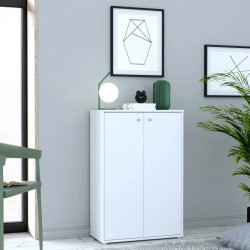 Komoda wysoka Biała 111,1 cm – 2 półki, nowoczesna | Domowanie.pl