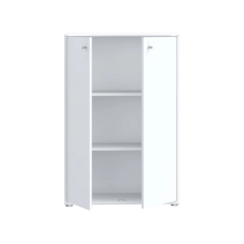 Komoda wysoka Biała 111,1 cm – 2 półki, nowoczesna | Domowanie.pl