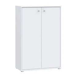 Komoda wysoka Biała 111,1 cm – 2 półki, nowoczesna | Domowanie.pl