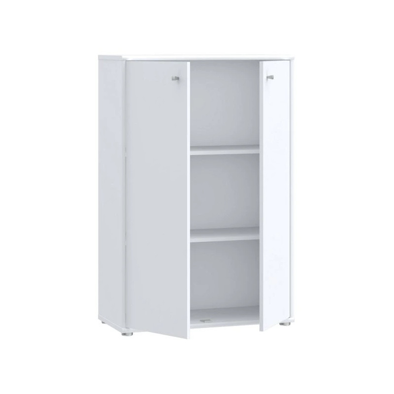 Komoda wysoka Biała 111,1 cm – 2 półki, nowoczesna | Domowanie.pl