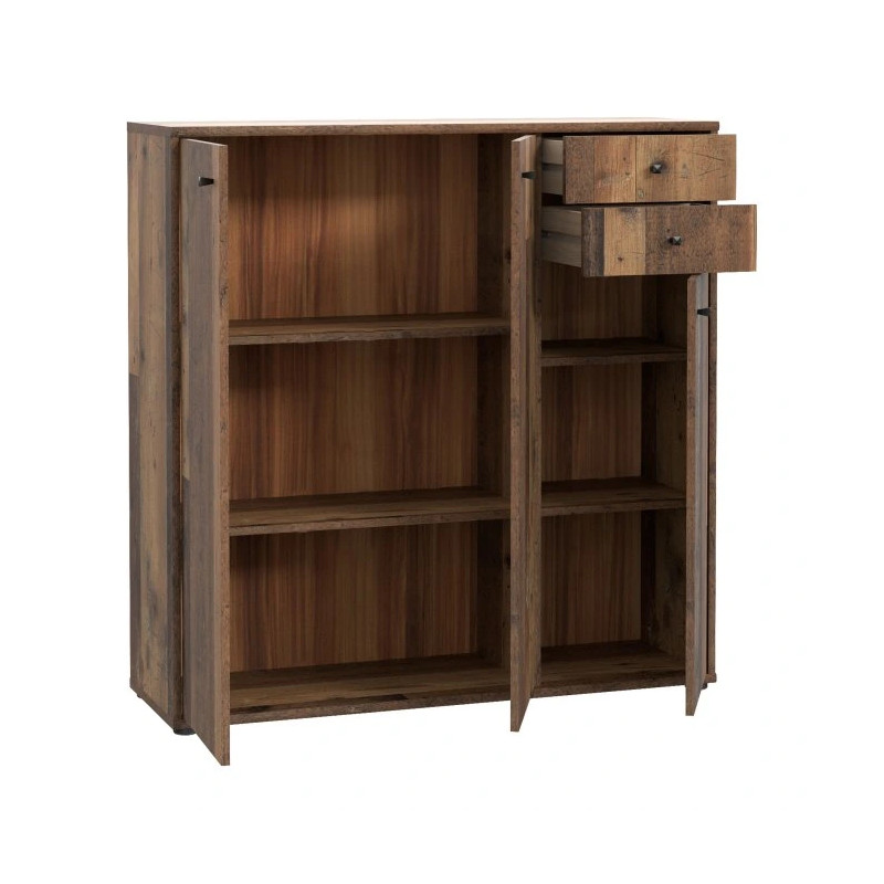 Szeroka komoda Old‑Wood Vintage 3 drzwiczki – styl nowoczesny | Domowanie.pl