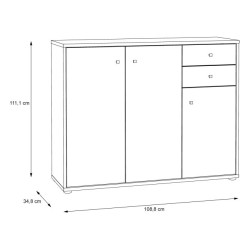 Szeroka komoda Old‑Wood Vintage 3 drzwiczki – styl nowoczesny | Domowanie.pl