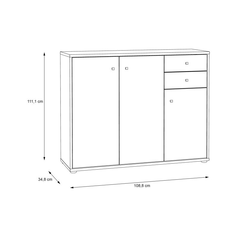 Szeroka komoda Old‑Wood Vintage 3 drzwiczki – styl nowoczesny | Domowanie.pl