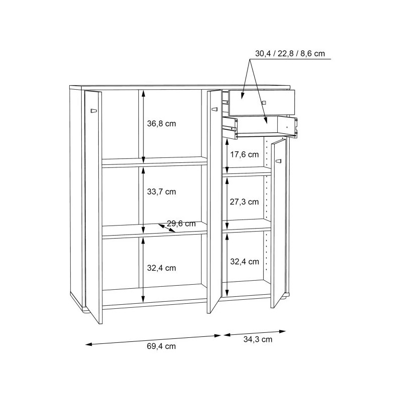 Szeroka komoda Old‑Wood Vintage 3 drzwiczki – styl nowoczesny | Domowanie.pl