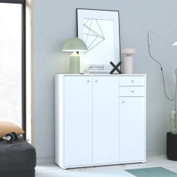 Komoda wysoka Biała 2 szuflady 3 drzwiczki 111 cm | Domowanie.pl