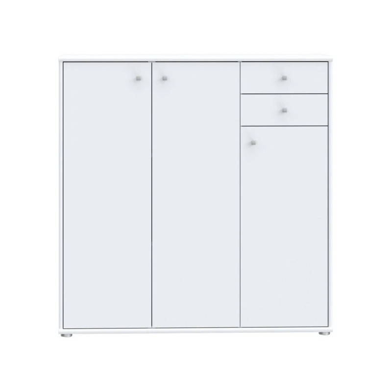 Komoda wysoka Biała 2 szuflady 3 drzwiczki 111 cm | Domowanie.pl