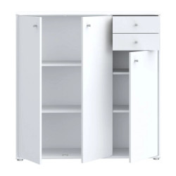 Komoda wysoka Biała 2 szuflady 3 drzwiczki 111 cm | Domowanie.pl