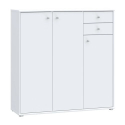 Komoda wysoka Biała 2 szuflady 3 drzwiczki 111 cm | Domowanie.pl