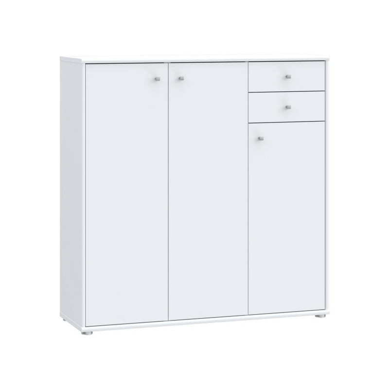 Komoda wysoka Biała 2 szuflady 3 drzwiczki 111 cm | Domowanie.pl