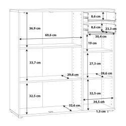 Komoda wysoka Biała 2 szuflady 3 drzwiczki 111 cm | Domowanie.pl