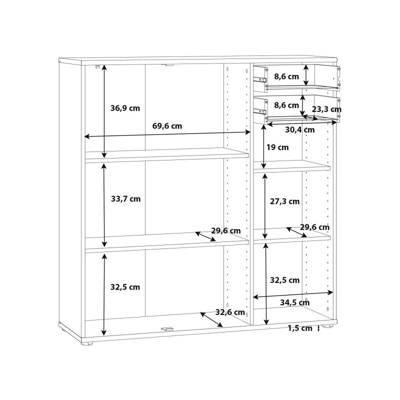 Komoda wysoka Biała 2 szuflady 3 drzwiczki 111 cm | Domowanie.pl