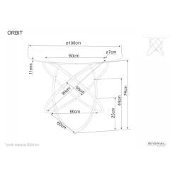 Stół Orbit transparentny/czarny 100x75