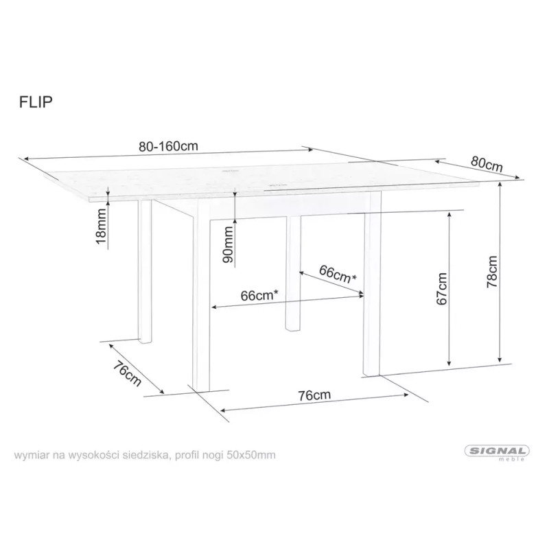 Rozkładany stół Flip 80 dąb cremona torro/kaszmir 80(160)x78