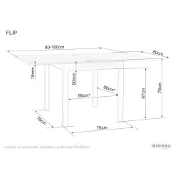 Rozkładany stół Flip 80 kaszmir/cremona torro oak 80(160)x78
