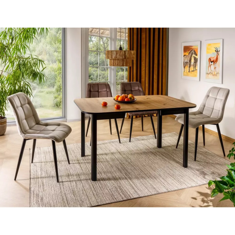 Rozkładany stół Dante II dąb artisan/czarny mat 90(130)x75