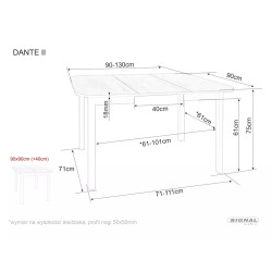 Rozkładany stół Dante II dąb artisan/czarny mat 90(130)x75