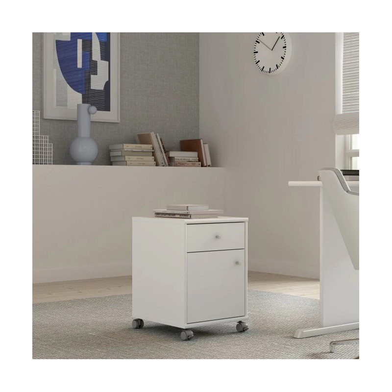 Kontenerek biały na kółkach – szuflada i szafka | Domowanie.pl