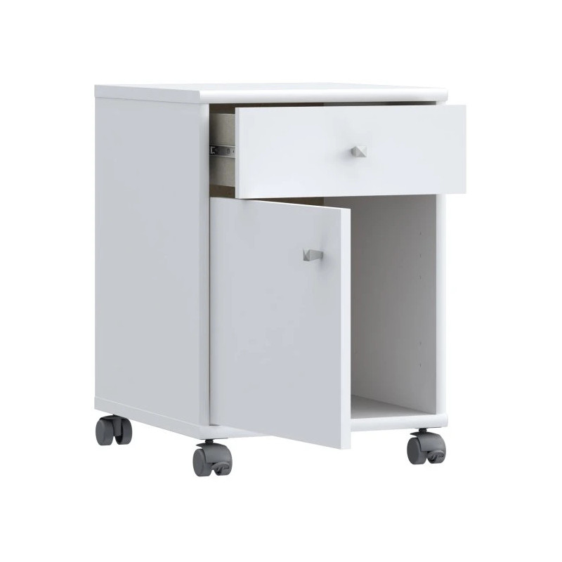 Kontenerek biały na kółkach – szuflada i szafka | Domowanie.pl