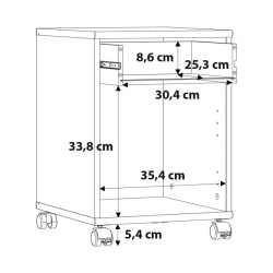 Kontenerek biały na kółkach – szuflada i szafka | Domowanie.pl