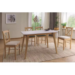 Stół Marcus biały efekt marmuru/dąb 75(120)x76