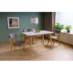 Stół Marcus biały efekt marmuru/dąb 75(120)x76