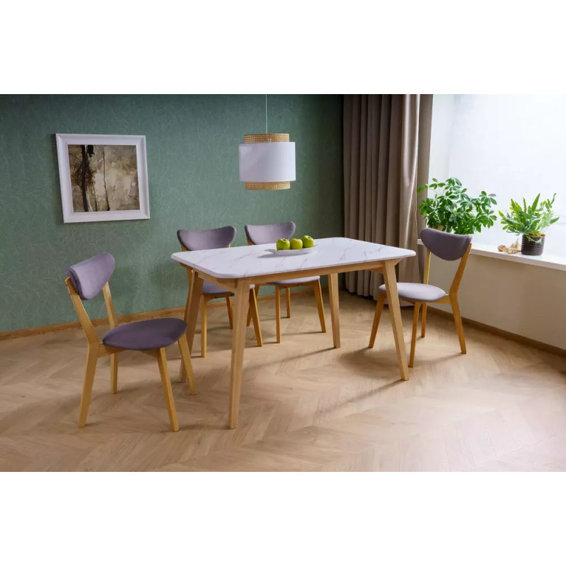 Stół Marcus biały efekt marmuru/dąb 75(120)x76