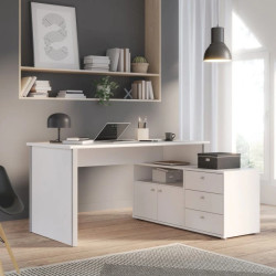 Biurko białe z komodą 140x70 cm – funkcjonalny zestaw | Domowanie
