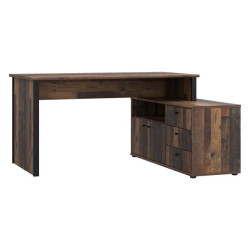 Biurko narożne z komodą Old-Wood Vintage – styl loft | Domowanie
