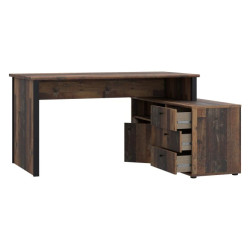 Biurko narożne z komodą Old-Wood Vintage – styl loft | Domowanie