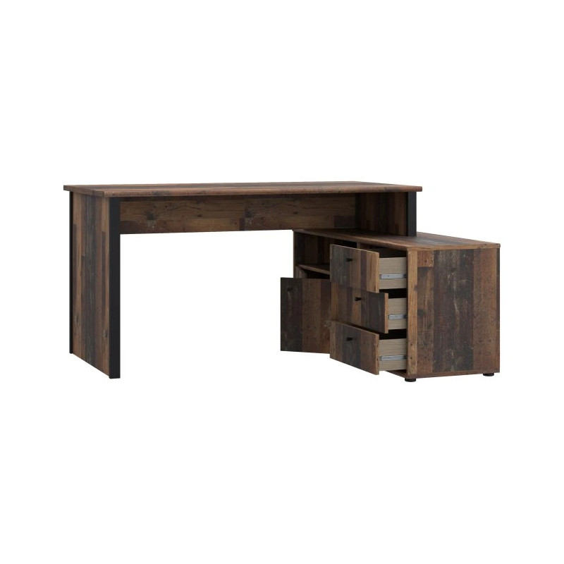 Biurko narożne z komodą Old-Wood Vintage – styl loft | Domowanie