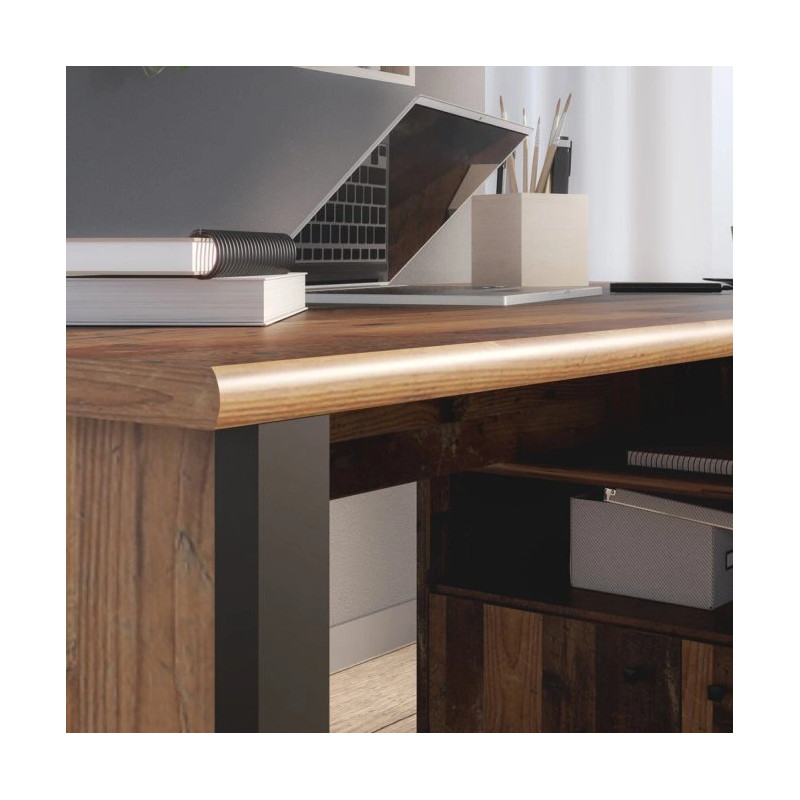 Biurko narożne z komodą Old-Wood Vintage – styl loft | Domowanie