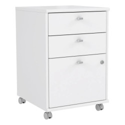 Kontenerek biurowy biały z zamykaną szafką – 2 szuflady | Domowanie