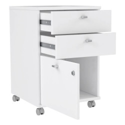 Kontenerek biurowy biały z zamykaną szafką – 2 szuflady | Domowanie