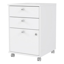 Kontenerek biurowy biały z zamykaną szafką – 2 szuflady | Domowanie