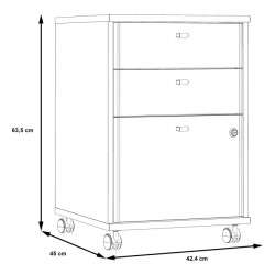 Kontenerek biurowy biały z zamykaną szafką – 2 szuflady | Domowanie