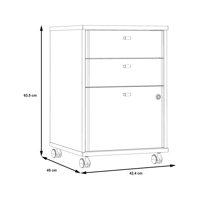 Kontenerek biurowy biały z zamykaną szafką – 2 szuflady | Domowanie