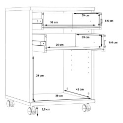 Kontenerek biurowy biały z zamykaną szafką – 2 szuflady | Domowanie