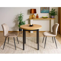 Stół Adam fi80 dąb artisan/czarny mat 80x75