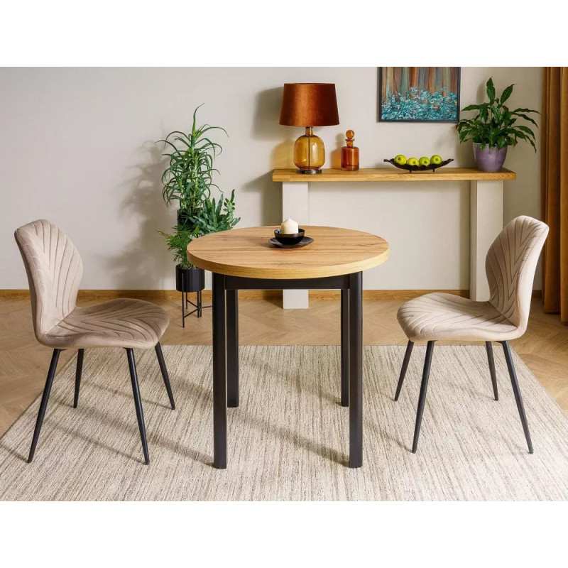 Stół Adam fi80 dąb artisan/czarny mat 80x75