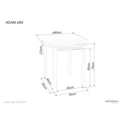 Stół Adam fi80 dąb artisan/czarny mat 80x75