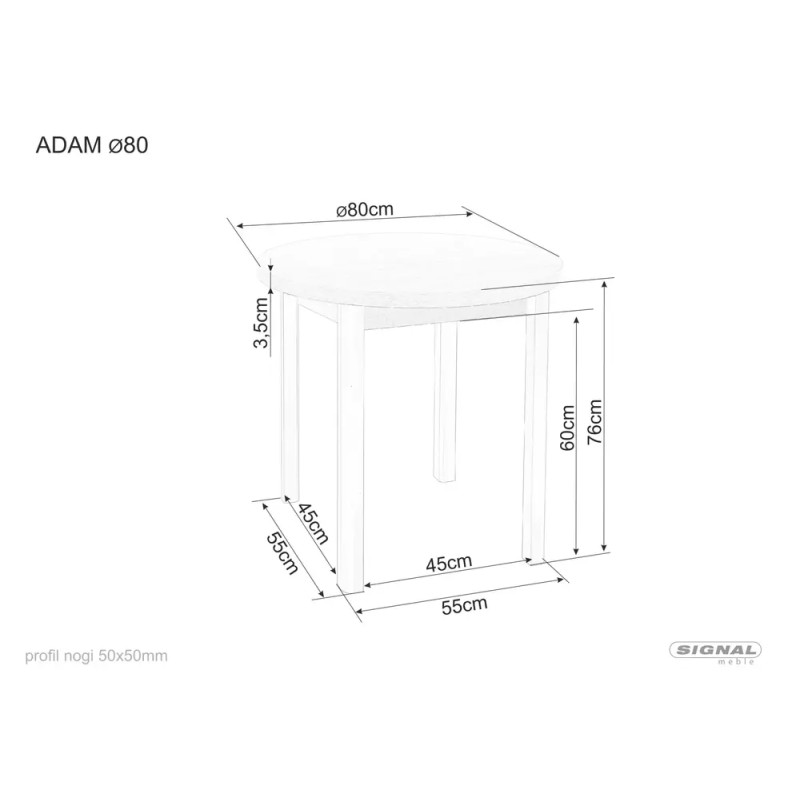 Stół Adam fi80 dąb cremona torro 80x75