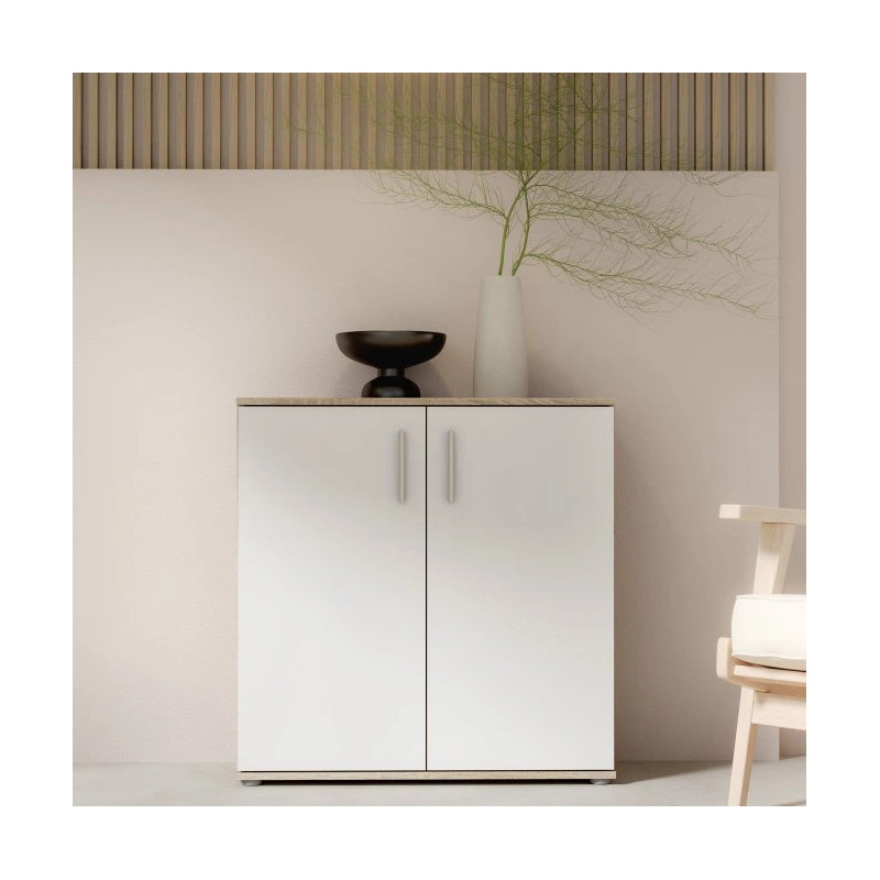 Szafka 2-drzwiowa Dąb Sonoma / Biała 80 cm – nowoczesna | Domowanie