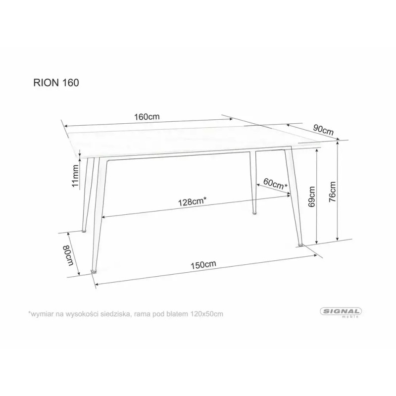 Ceramiczny stół Rion 160 czarny mat 90(160)0x76