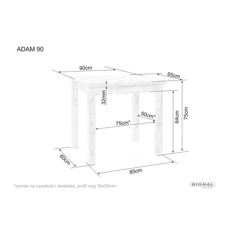 Stół Adam 90 kaszmir/dąb cremona torro 65(90)x75