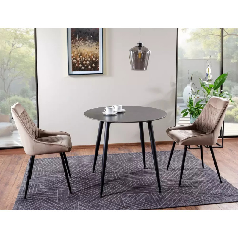 Ceramiczny okrągły stół Rion fi90 czarny mat 90x76