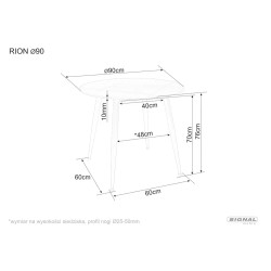 Ceramiczny okrągły stół Rion fi90 czarny mat 90x76