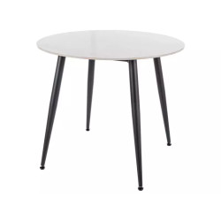 Ceramiczny okrągły stół Rion fi90 biały połysk/czarny mat 90x76