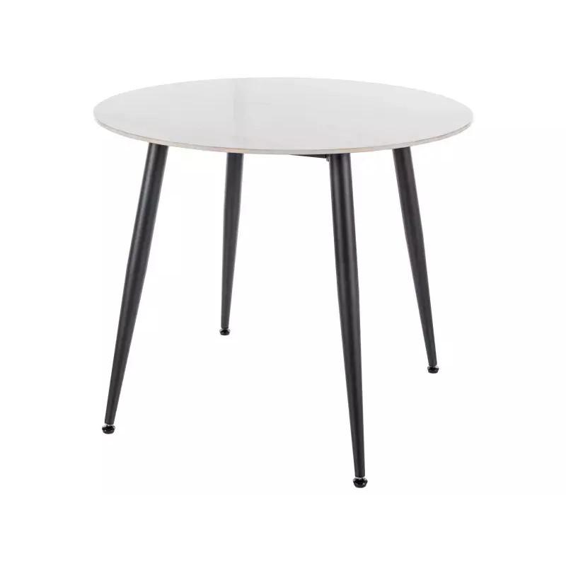 Ceramiczny okrągły stół Rion fi90 biały połysk/czarny mat 90x76