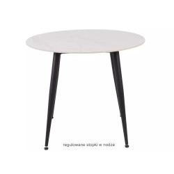 Ceramiczny okrągły stół Rion fi90 biały połysk/czarny mat 90x76