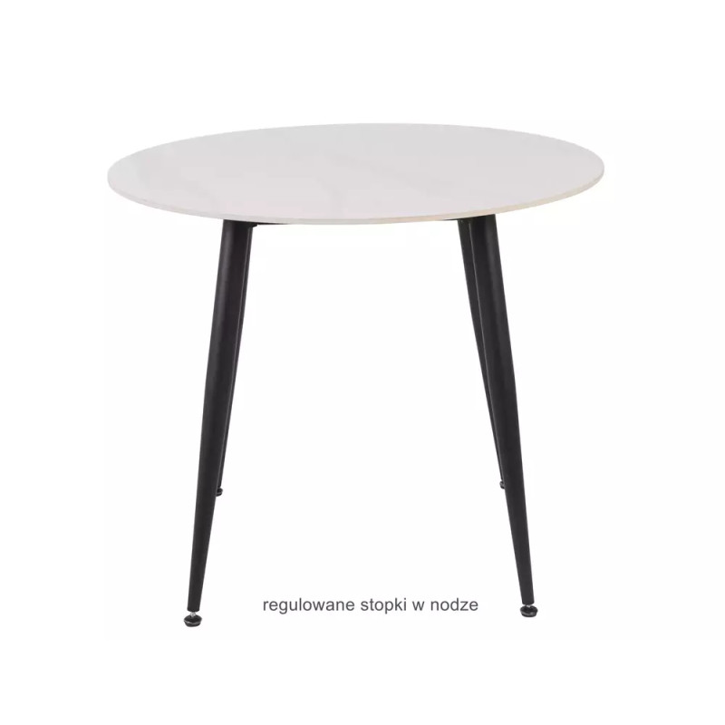 Ceramiczny okrągły stół Rion fi90 biały połysk/czarny mat 90x76